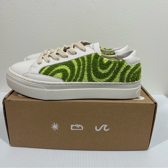 Soludos lbiza Platform Psychedelic Spiral Sneakers Forest Green Sz 8 New In‎ Box - Picture 1 of 9